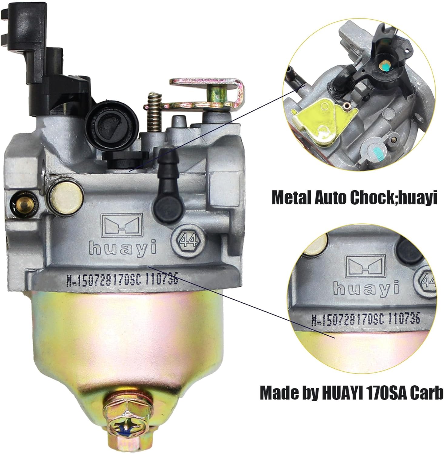 Huayi 951-12705 Carburetor 170SA for Troy-Bilt Storm 2410 2620 179cc, Squall 2100 Snowthrower; For MTD Cub Cadet Yard Machines Lawn Mowers 165-SU 165-SUA 165-SUB 265-SU 365-SUA 365-SUB Engine Model