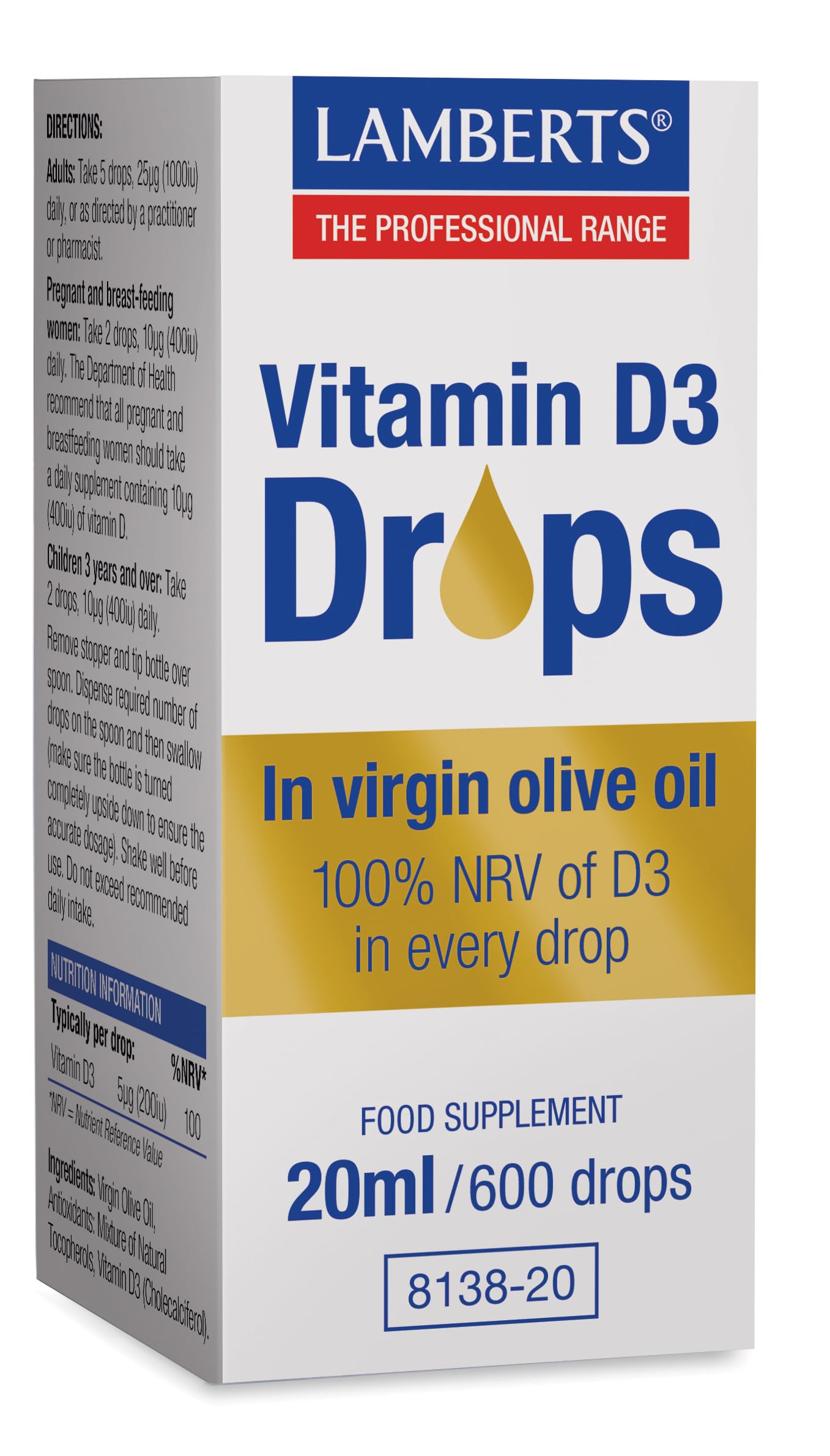 Lamberts Vitamina D3 Gotas 20ml 600 Gotas