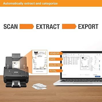 Epson Workforce ES-500WR Wireless Color Receipt & Document Scanner for PC and Mac, Auto Document Feeder (ADF), Black