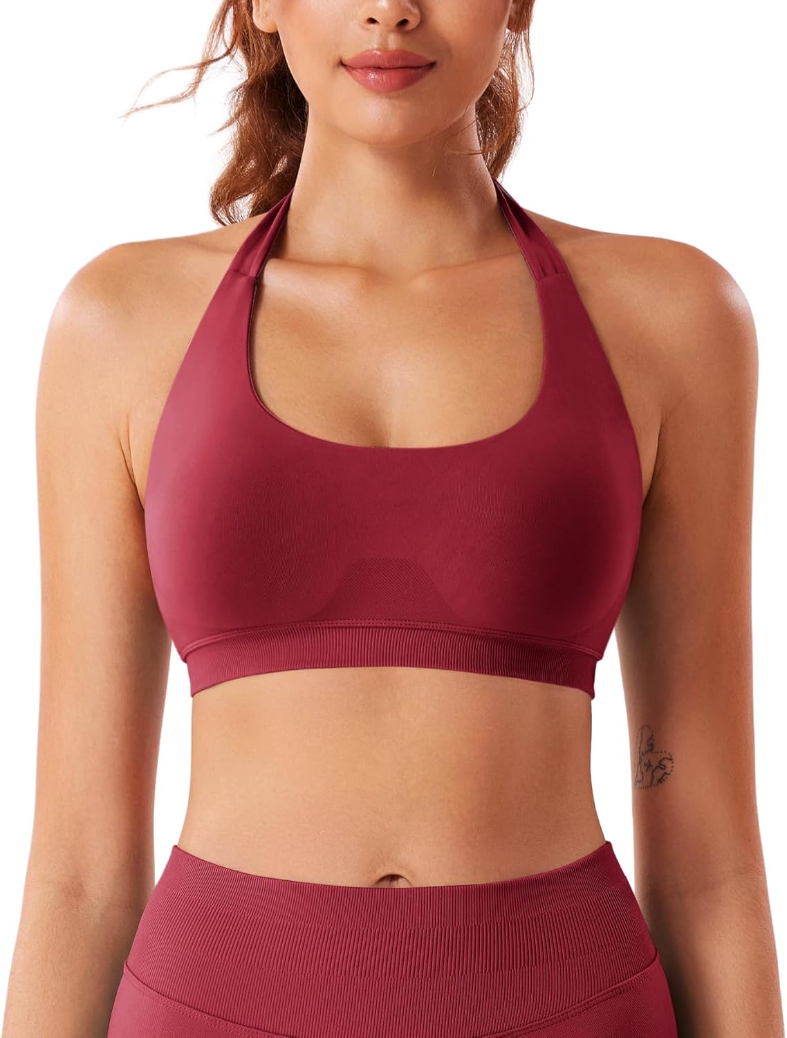 VOYJOY Women Workout Impact Bras Medium Low Support Halter Sports Bras Seamless Open Back Gym Padded Yoga Crop Top - Image 3