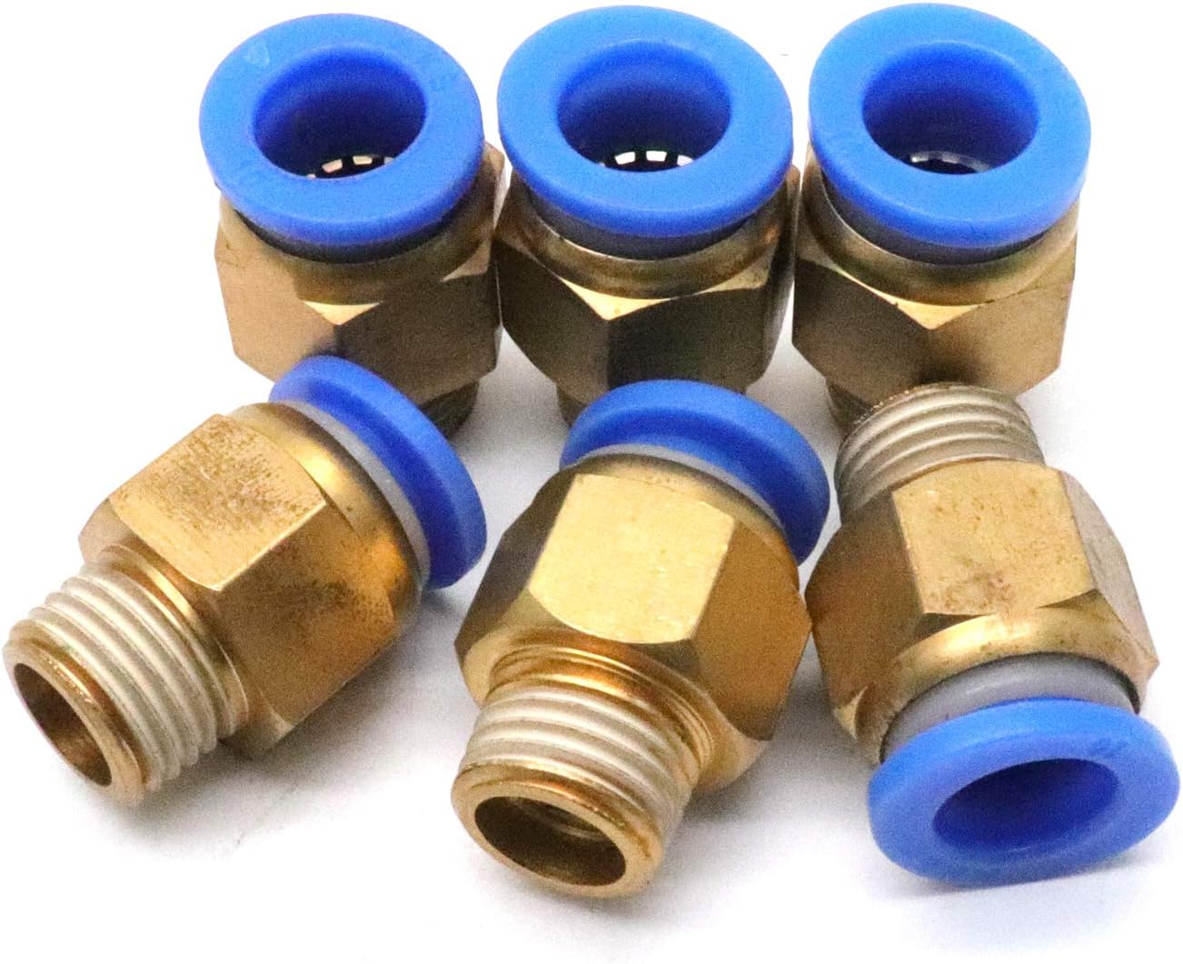 6Pcs 1/4" NPT Pneumatic Air Quick Fitting 10mm Tube Inner Dia One Touch Hose Connector Push in Type