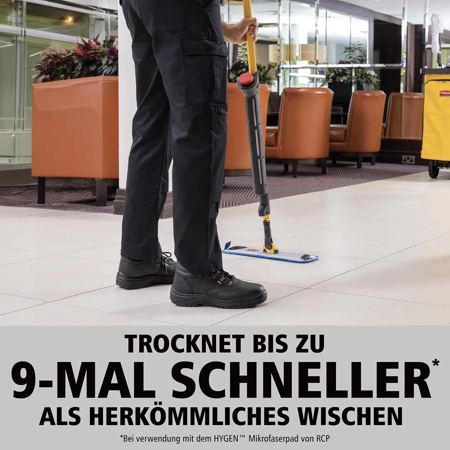 Rubbermaid Commercial Products Hygen Pulse Mikrofaser Mopp Set – 2 Moppköpfe | Bodenwischer mit Sprühfunktion | Gelb