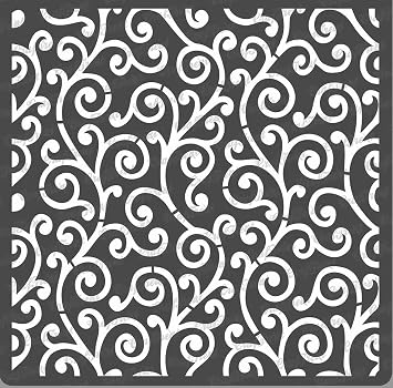 CrafTreat Reusable Swirl Pattern Stencils for Painting on Wood, Wall, Tile, Canvas, Paper, Fabric and Floor - Swirly Swirl Stencil - 6x6 Inches - DIY Art and Craft Stencils Pattern for Painting