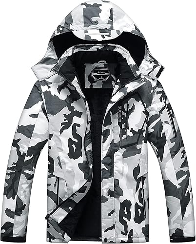 Chaqueta de esquí impermeable con capucha para hombre, abrigo cálido de nieve para el invierno