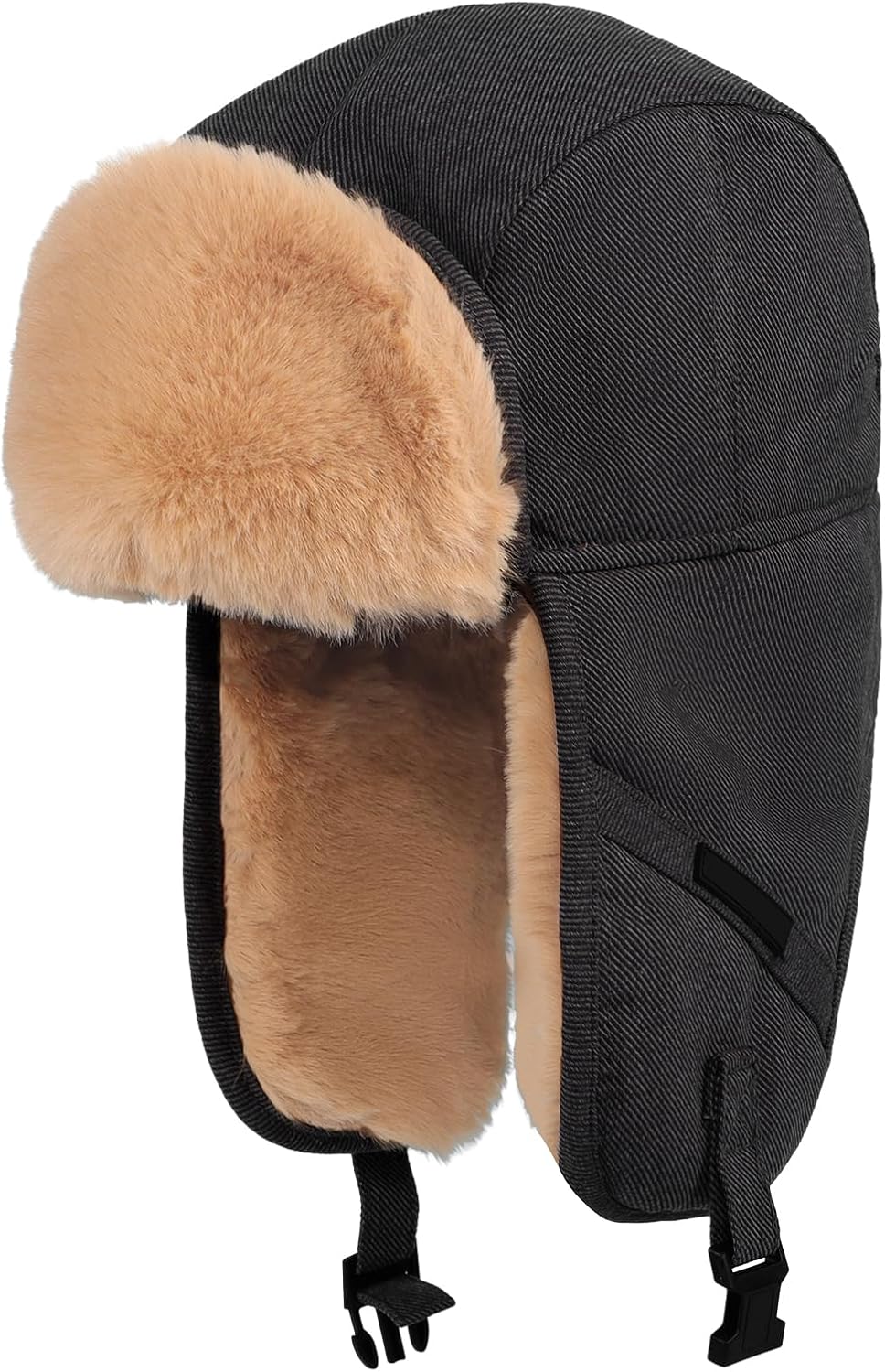 Mens Trapper Hat Russian Ushanka Hat for Women Faux Fur Ear Flap Hats with Chin Strap Ski Cap for Winter Outdoor
