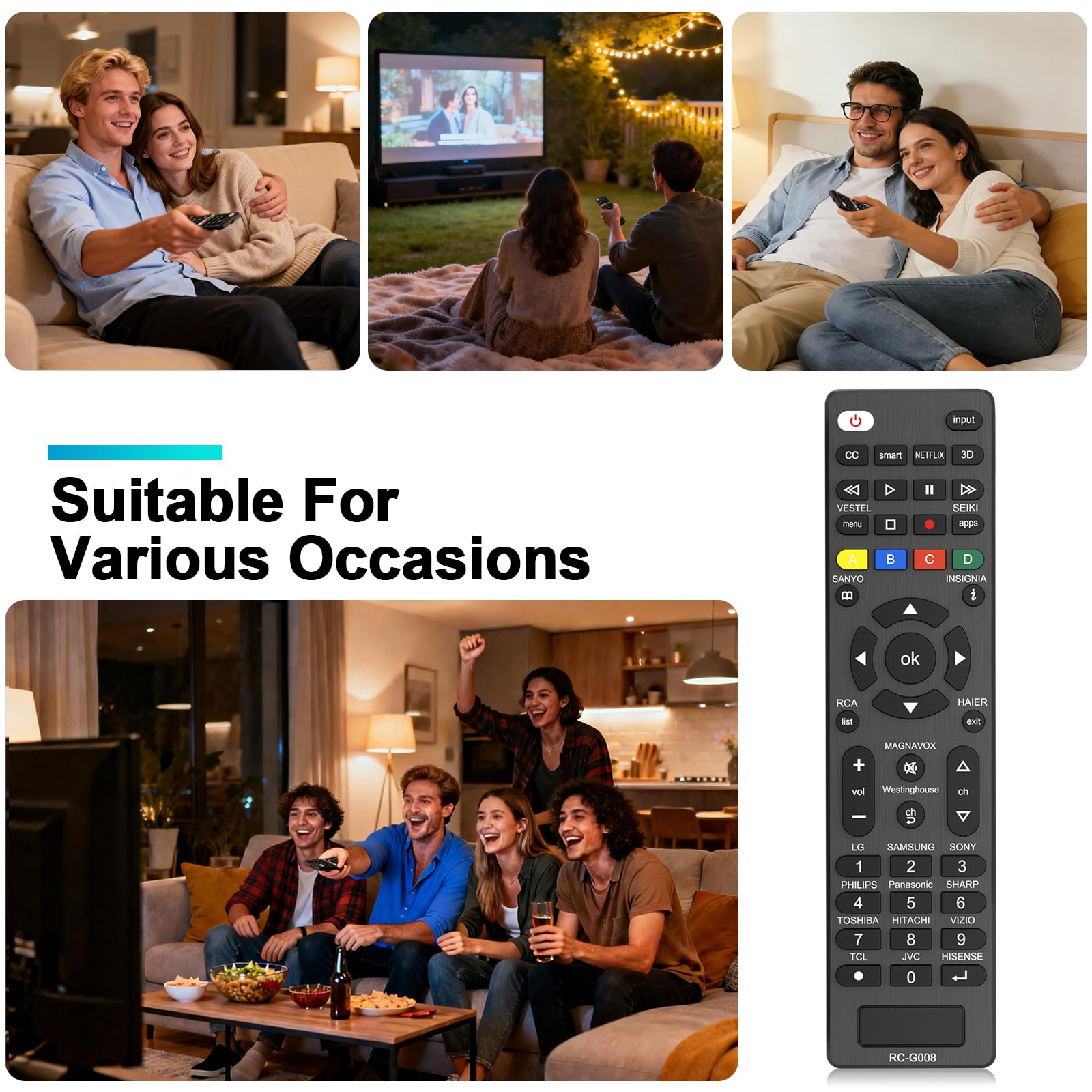 Telecommande Universelle pour Samsung, LG, Sony, Panasonic, HAIER, Toshiba, Philips, Smart TV (Noir) - 4