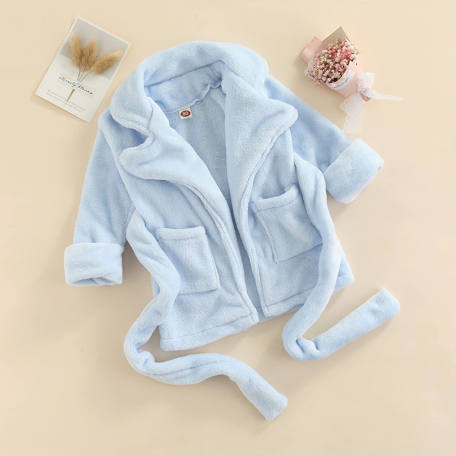 Carolilly Peignoir de Chambre Polaire Enfant Bébé Robe de Chambre Doux Chaud avec Ceinture 12 Mois à 6 Ans