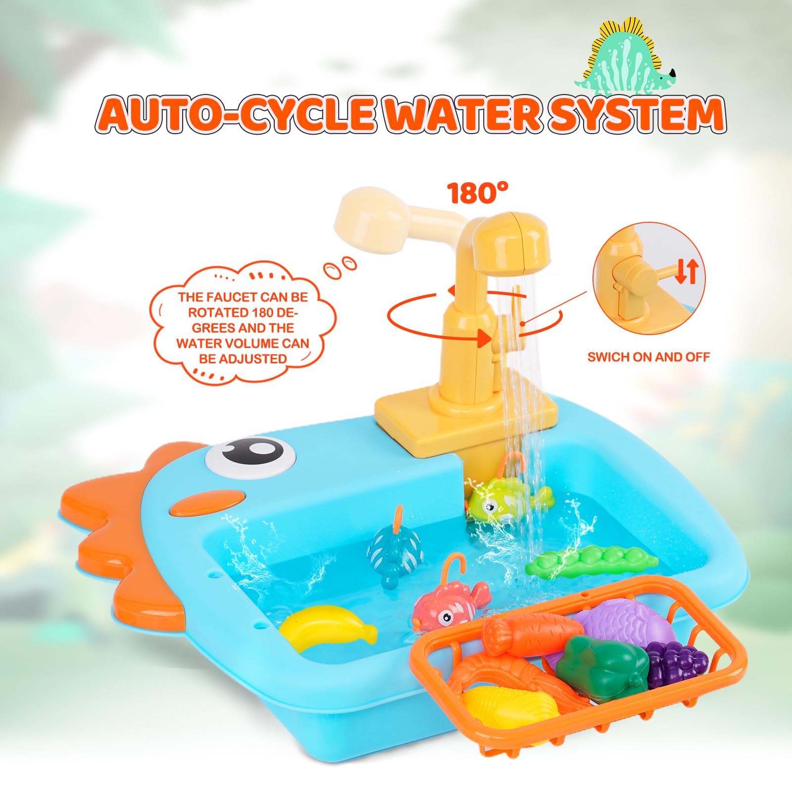 Küchenspüle Kinder mit Wasser Spielzeug Set mit Wasserfunktion Montessori KüChenzubehöR Batterie mit Pumpe Und StäNder Outdoor Garten Wasserhahn KüChe Rollenspiel 1 3 4 Jahre Blau