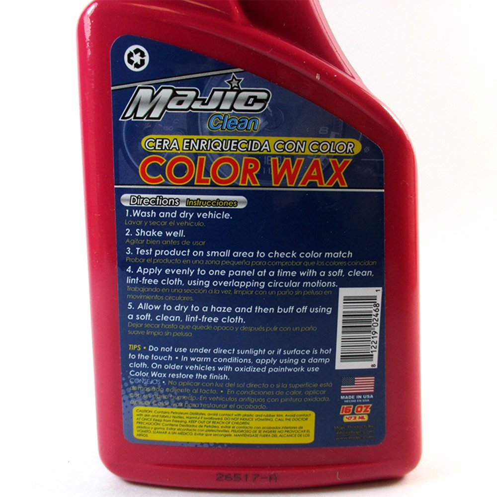 2 Bottle Wax Color MAJIC Radiant Red Car Polish Wash Paint Shine 32 OZ