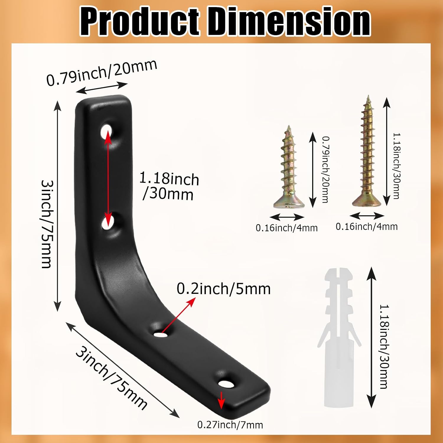 BokWin 3 Inch L Brackets, Black Steel, 8 Pack image 2