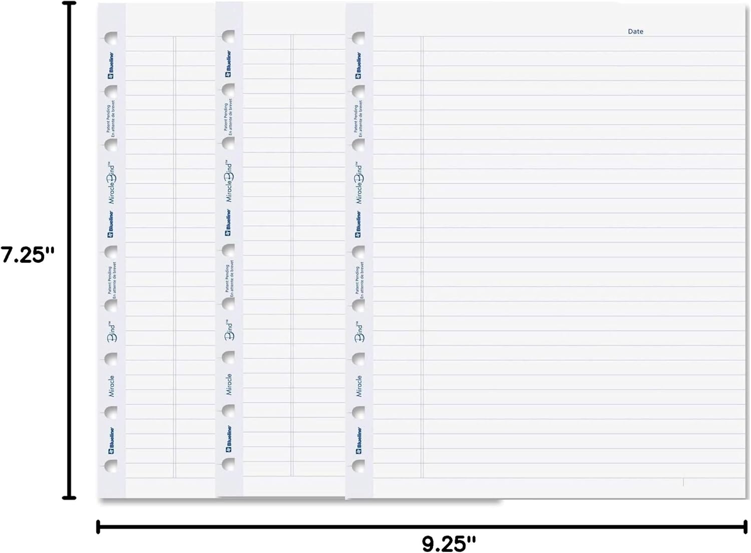 Blueline MiracleBind Notebook Refill Sheets 50 Sheets 9.25x7.25-Inch - 3 Notebooks (White, Ruled)
