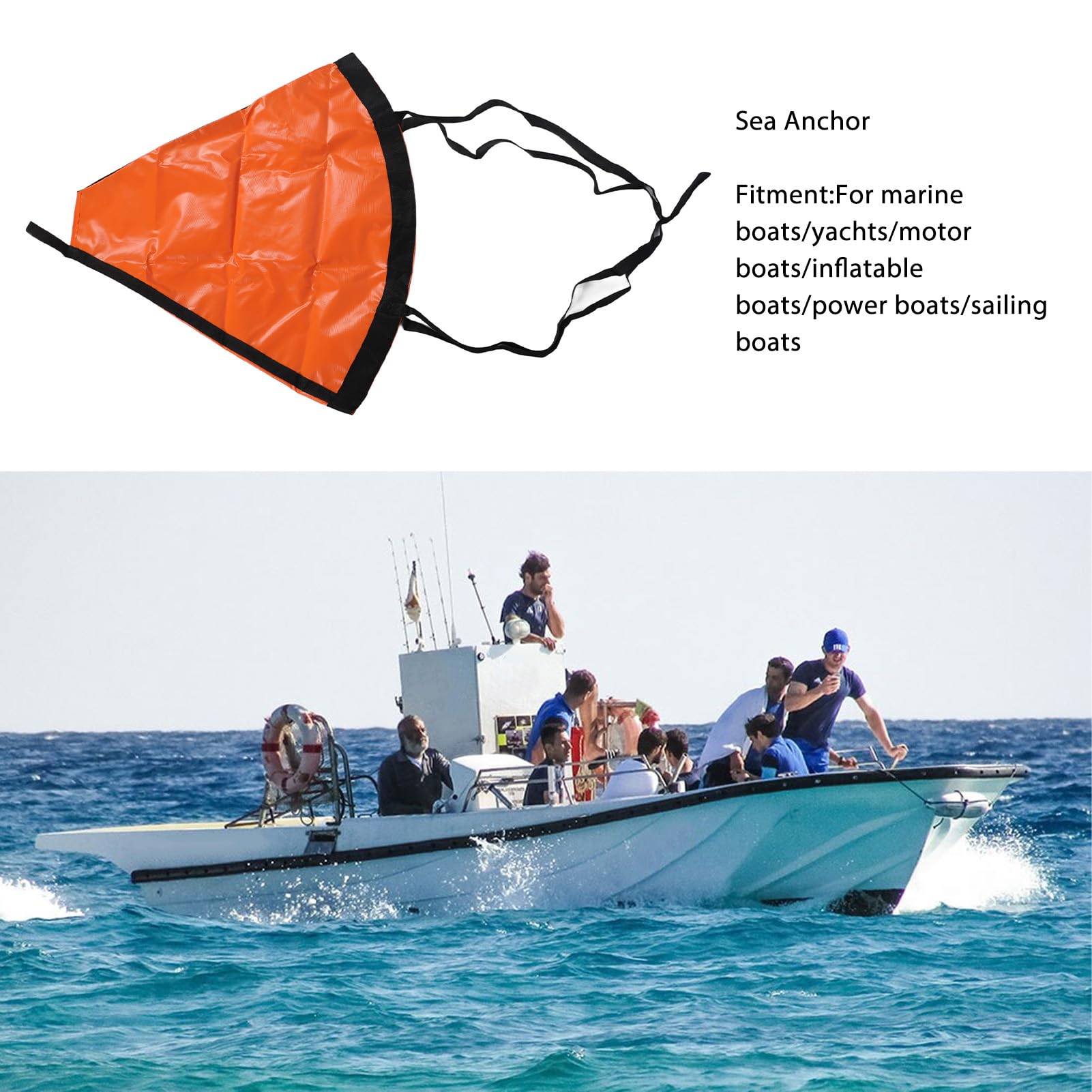 Driftsocke, Drogue Orange Marine Anchor Tragbar, Gut Sichtbar für Marineboote (32 Zoll, passend für 16-20-Fuß-Boote)