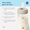 MAM 6 oz biberón de vidrio Feel Good Pure, cuello ancho anticólicos, tetina de silicona suave de flujo lento, fácil de limpiar, sin BPA, 0+ meses, fácil cambio entre pecho y biberón, fabricado en Europa, paquete de 3, unisex 6