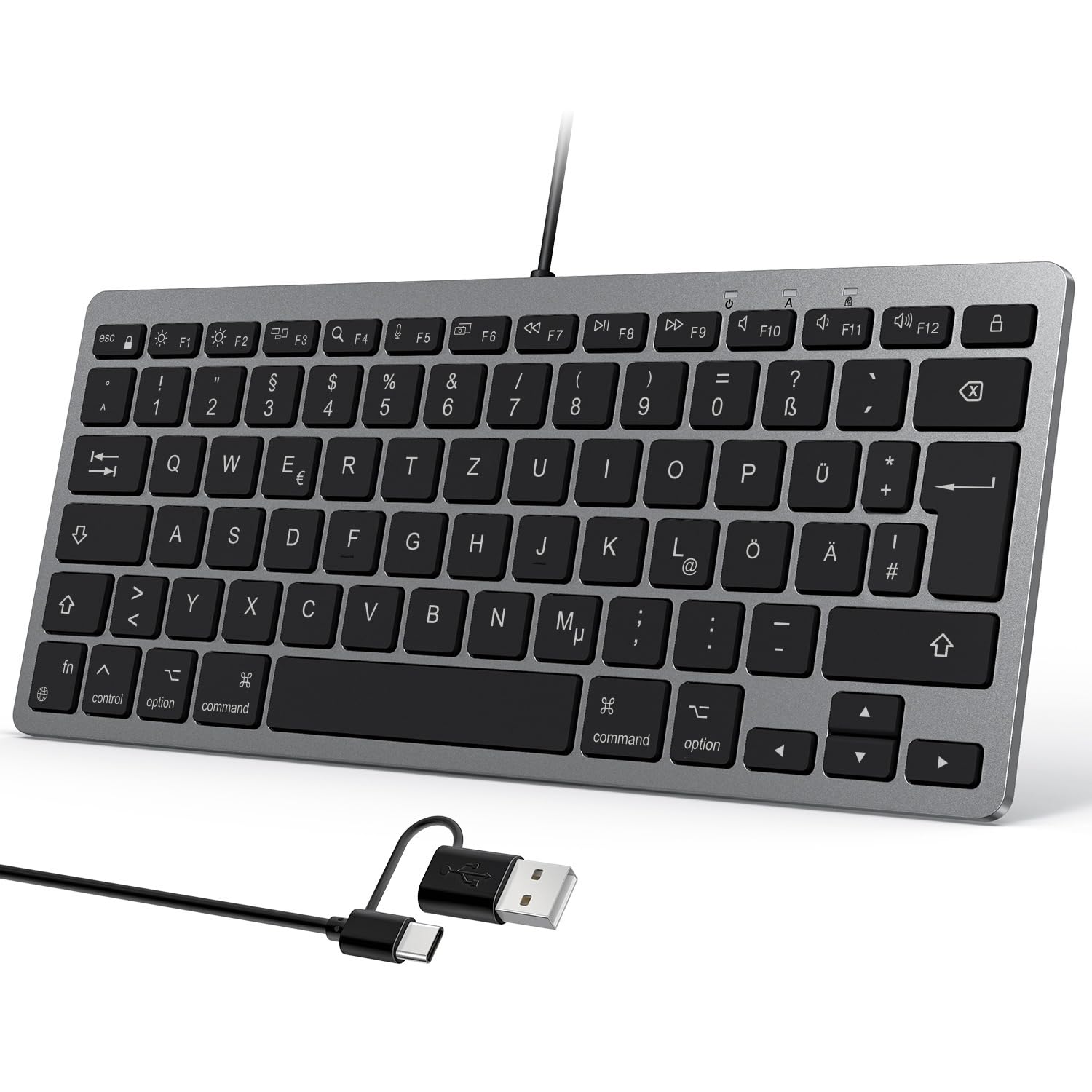 OMOTON Kabelgebundene-Mac-Tastatur, USB/USB-C, Büro & Zuhause(QWERTZ)