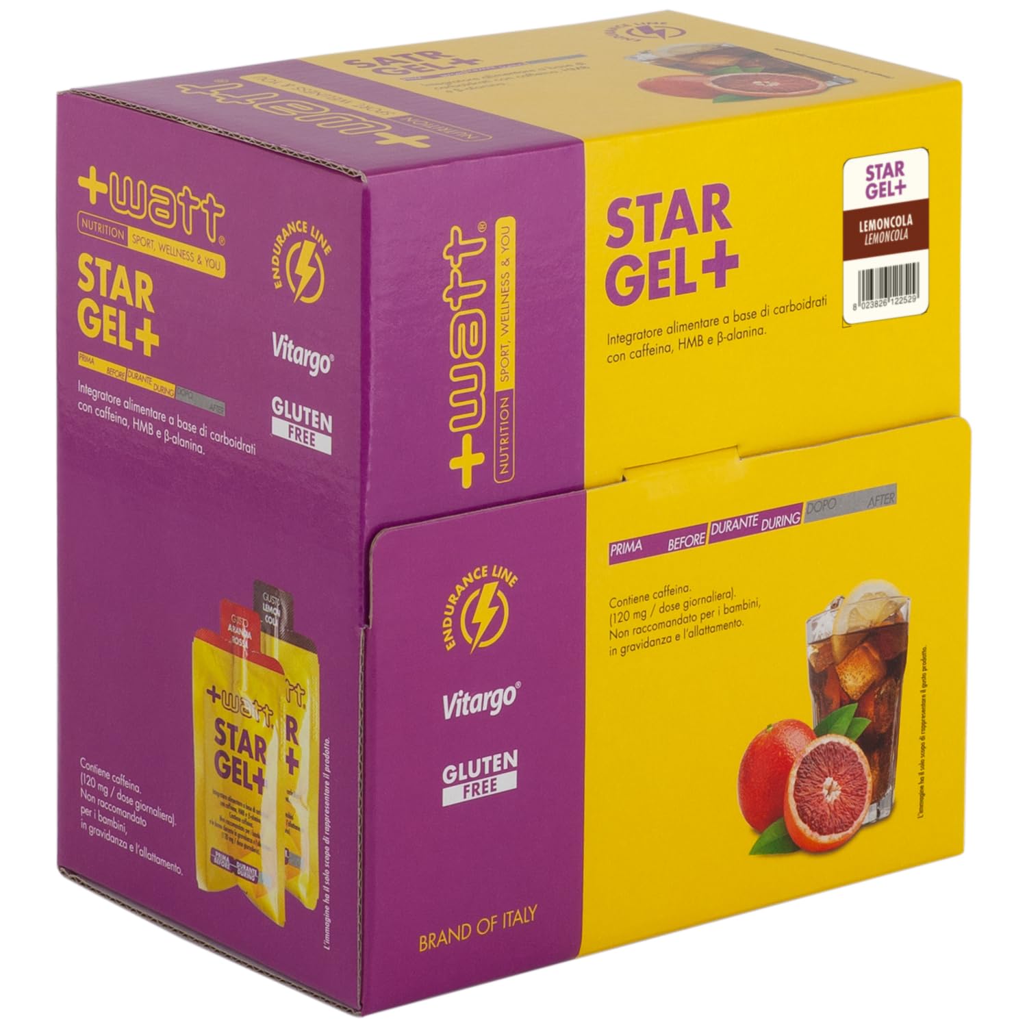 StarGel+ - Integratore Alimentare per Sostenere la Performance di Resistenza - Con Maltodestrine, Fruttosio e Destrosio - Senza Glutine - Box da 30 Bustine, Gusto Lemon Cola