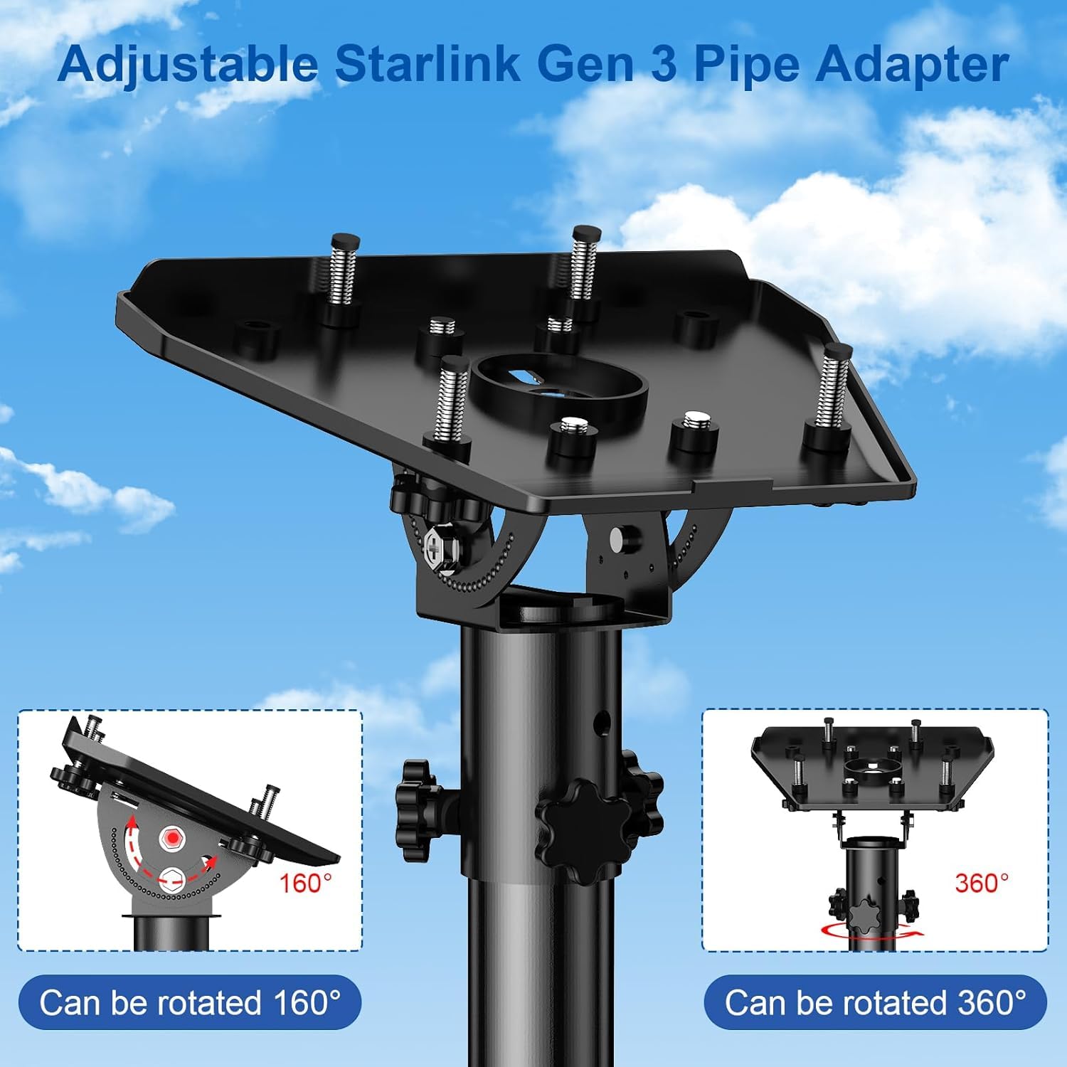 Support mural réglable à 360° pour Starlink Gen 3, kit de montage Starlink de 61 cm, compatible avec parabole standard Gen3/V3
