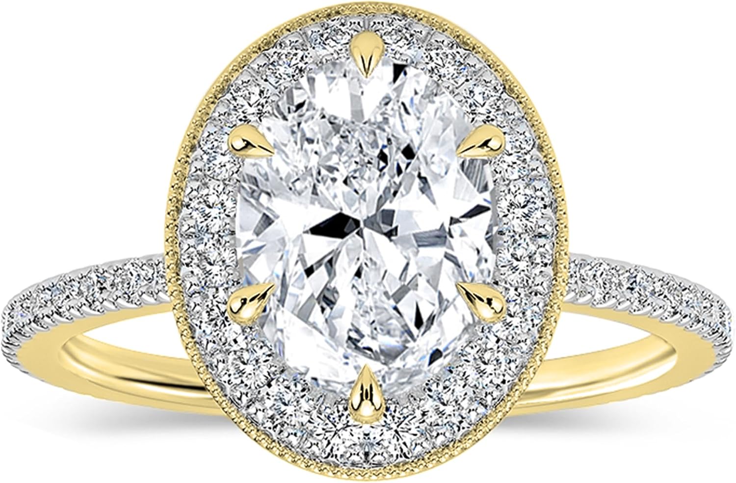 Oval & Round Lab Grown White Diamond Vintage Halo Engagement Ring for Women in 10K Solid Gold