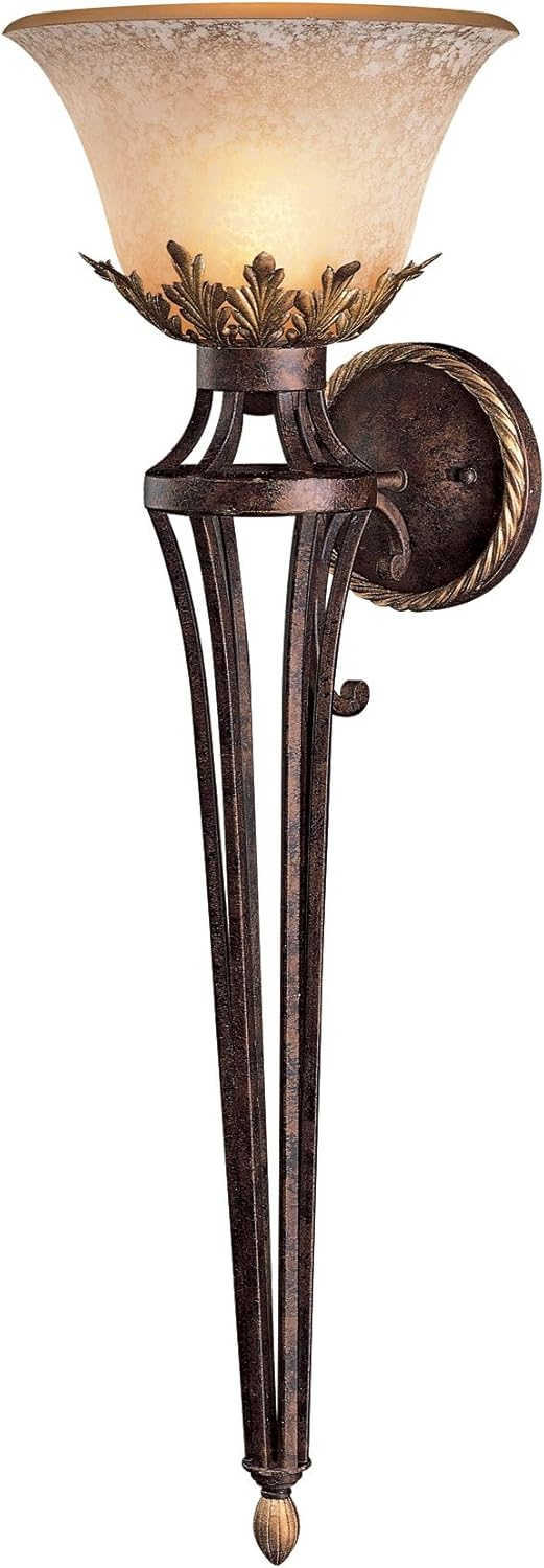 Metropolitan N2235-355 Zaragoza Collection Wall Sconce, Golden Bronze Finish with Salon Scavo Glass