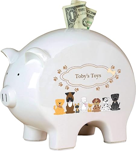 Hucha personalizada de perros marrones, regalo para recién nacido