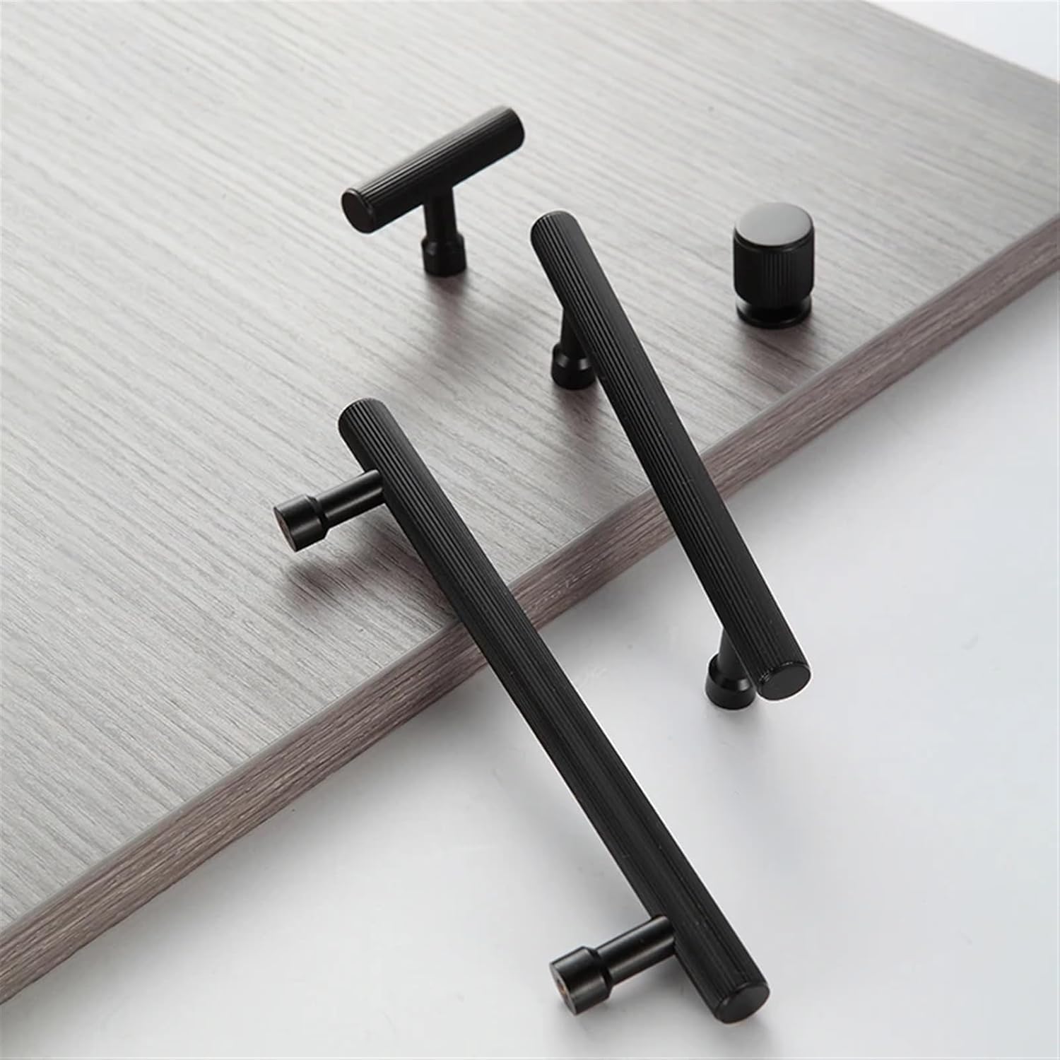 Horizontal Striped Brass Furniture Handle Black Brushed Wardrobe Dresser Knob Cabinet Drawer Handle No Fingerprints T Knob 1Pcs (Color : C-3991-knob, Size : 6pc)