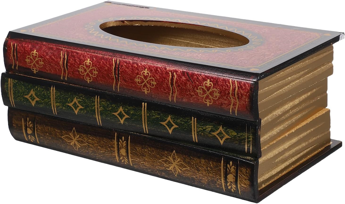 FRCOLOR Vintage Wooden Tissue Box Cover Rectangular Book Shaped Napkin Dispenser with Unique Design and Aesthetic Appeal for Living Room and Home Decor