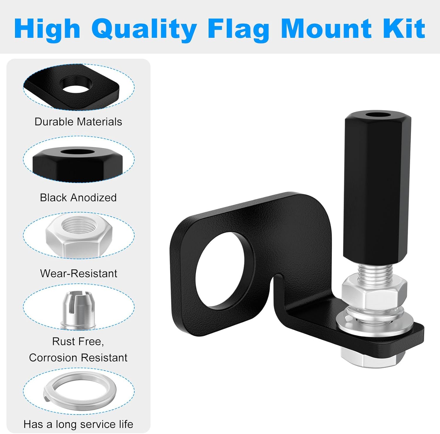 Bike Flag Mount Kit FOR Dirt Bike Flag Mount Motorcycle Motocross Dune Flag UTV ATV - 1/4" Pole, 22.5mm Rear Axle Diameters - 2 Pack