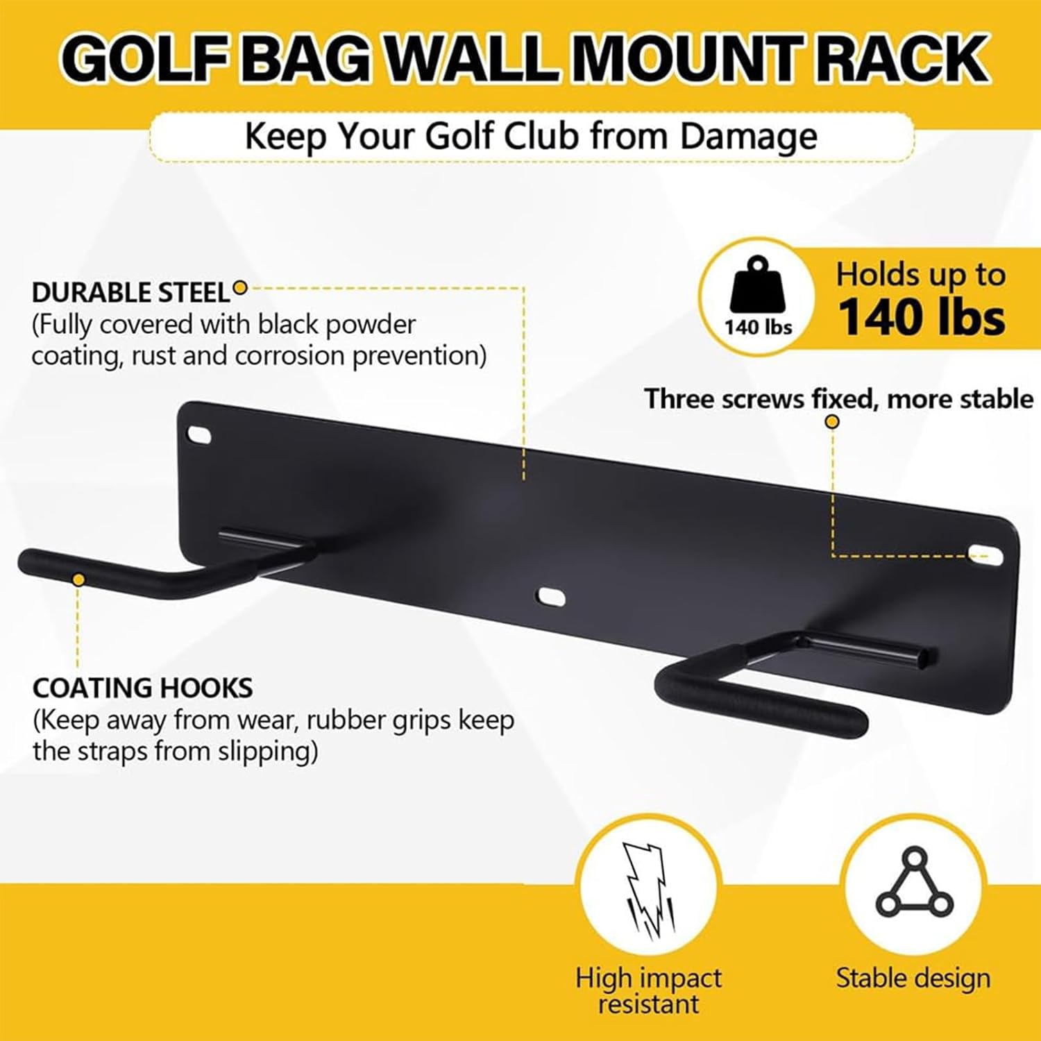 Golf Bag Holder for Garage | Metal Heavy-Duty | Garage Wall Golf Bag Holder - for Living Room Corridor Apartment Men Women Professionals Enthusiasts Players