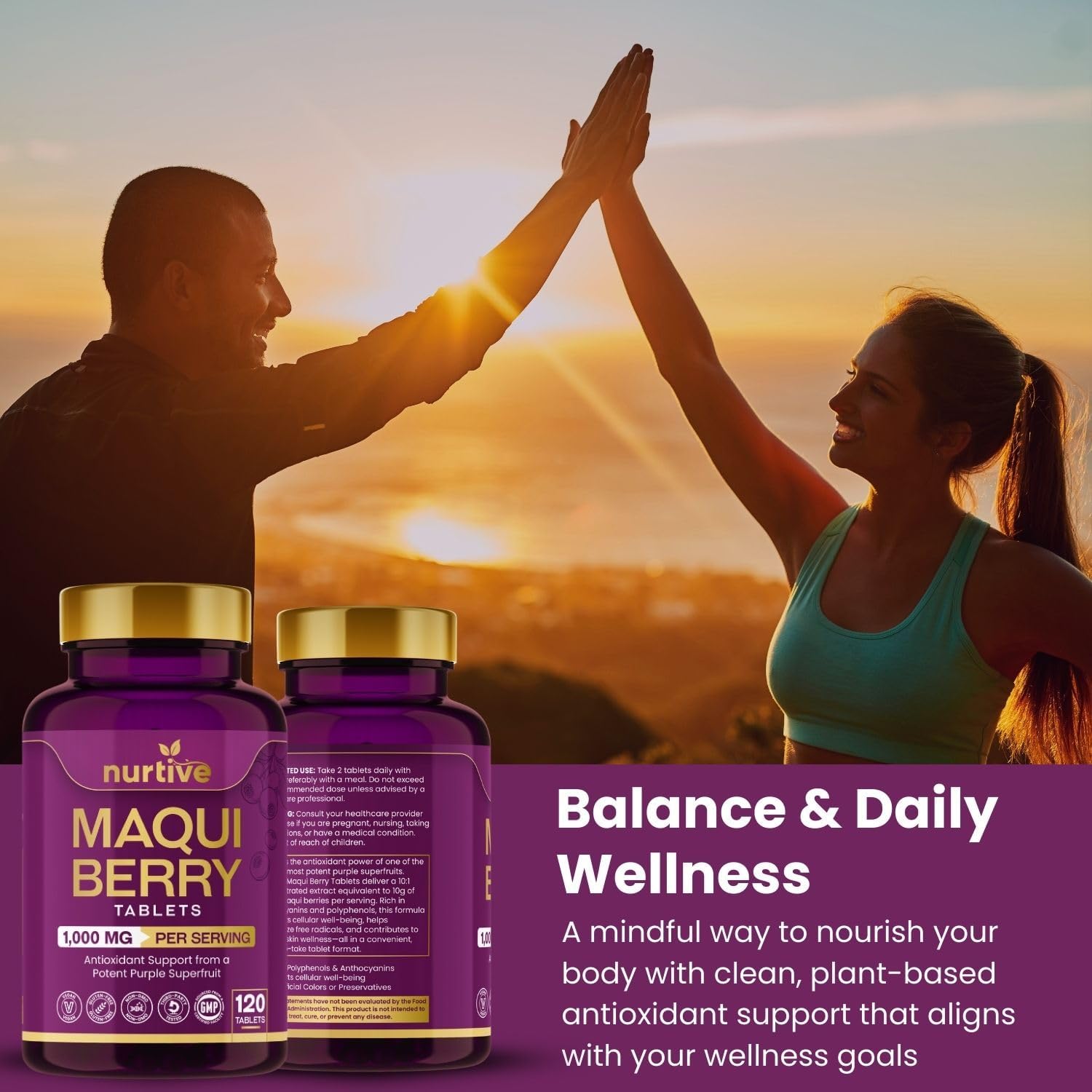 Maqui Berry Tablets, 1000 mg/Daily Serving (1 Serving/Day), 120 Tablets – 10:1 Concentrated Extract (10 g Fresh Berry Equivalent) – 2 Tablets/Day 2-Month Supply – Vegan, Gluten-Free, Non-GMO - Image 6