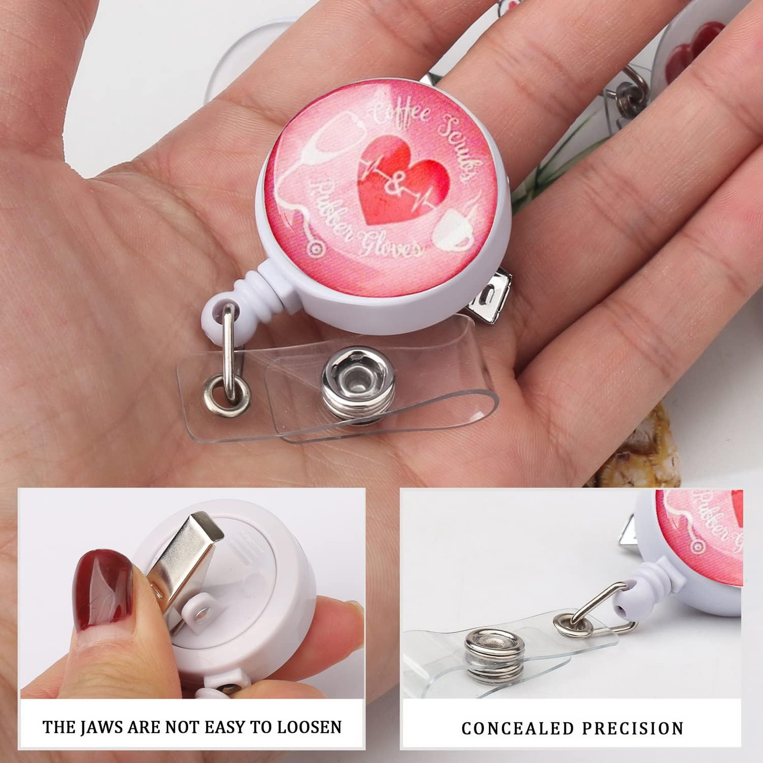 Nurse Badge Holder Reel, 3 Pack Retractable ID Card Badge Holder with Alligator Clip, Name Card Holders for Office Worker Doctor Nurse