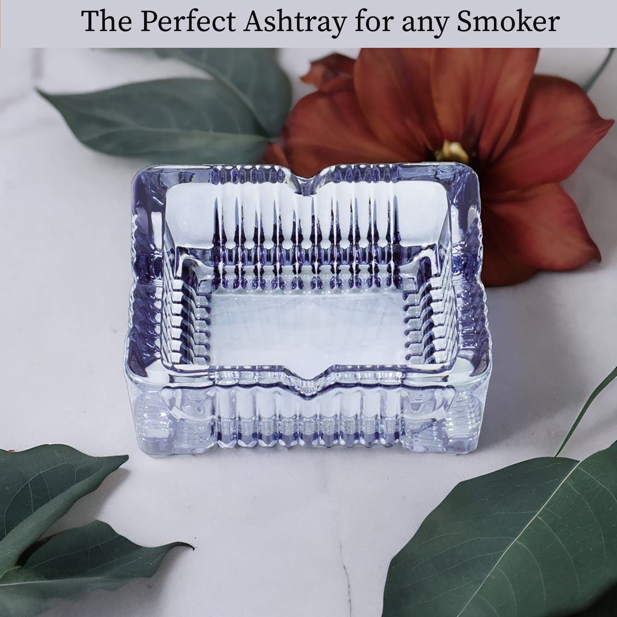 Blue Square Glass Ashtray 4