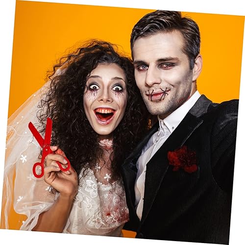 Miniatura 5 de EXCEART Gran Apertura Cinta y Tijeras 2pcs Tijeras Tijeras Payaso Disfraces Lápiz Rojo Tijeras de Plástico Gigante Tijeras Falsas Falso Halloween