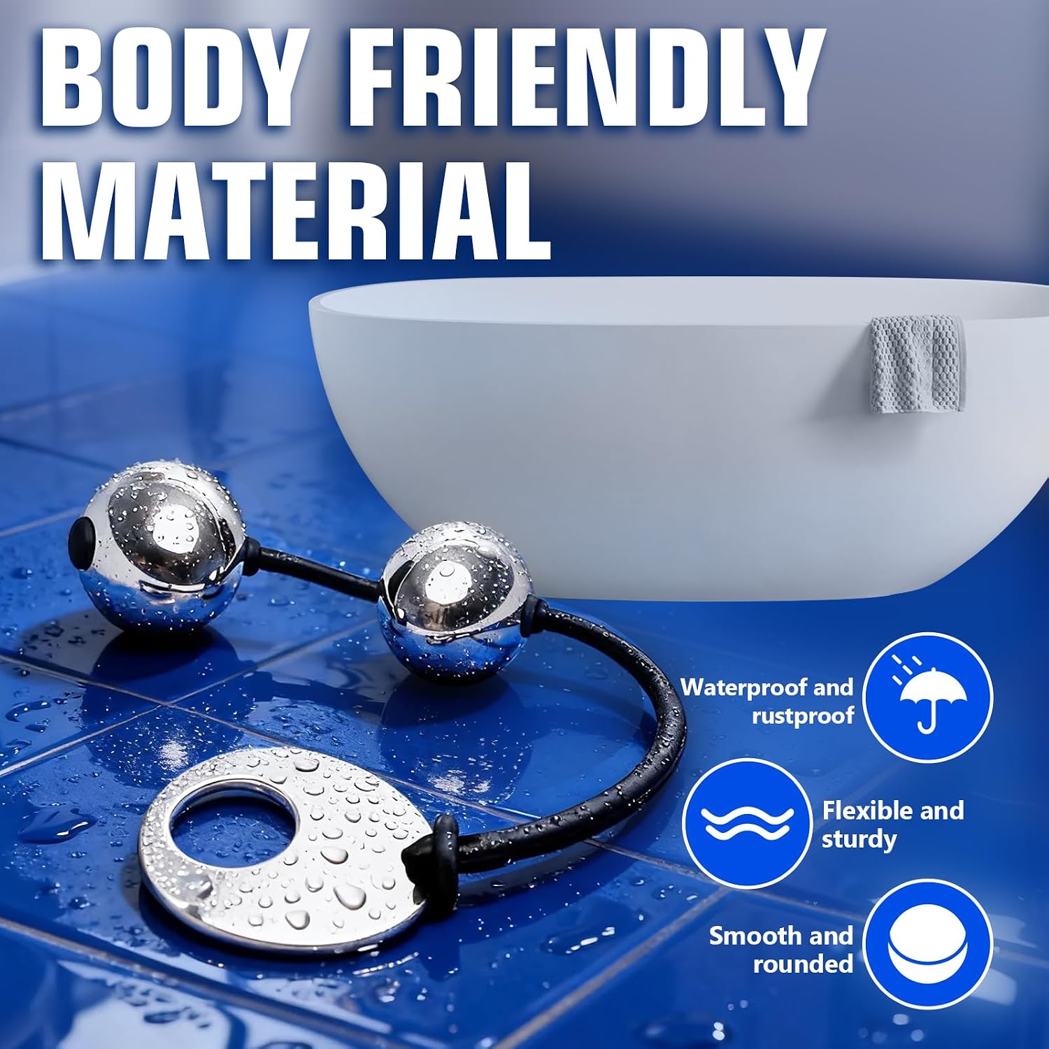 Metal Anal Beads with Silicone Rope Butt Plug Buttplug for Beginners Women | Smooth stainless steel, easy-clean beads with an easy-grip pull tab. Perfect for beginners exploring new sensations.