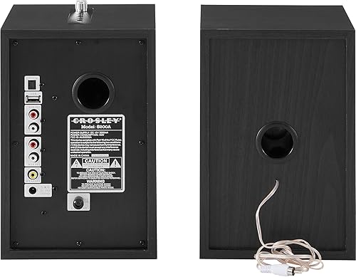 Miniatura 10 de Crosley S200A-WA - Altavoces estéreo Bluetooth de 4 pulgadas con conexiones ópticas, USB y auxiliares, nogal