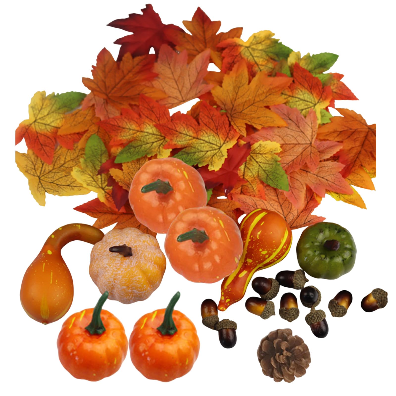 Mekalero Fabric Pumpkins with Silk Maple Leaves, Pinecones, for Halloween Fall Indoor Outdoor Decor Outdoor Sturdy Party Pumpkins