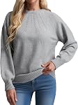 COSSEN Fall Sweaters for Women 2025 Casual Long Sleeve Crewneck Pullover Sweater Hollow Out Trendy Outfit