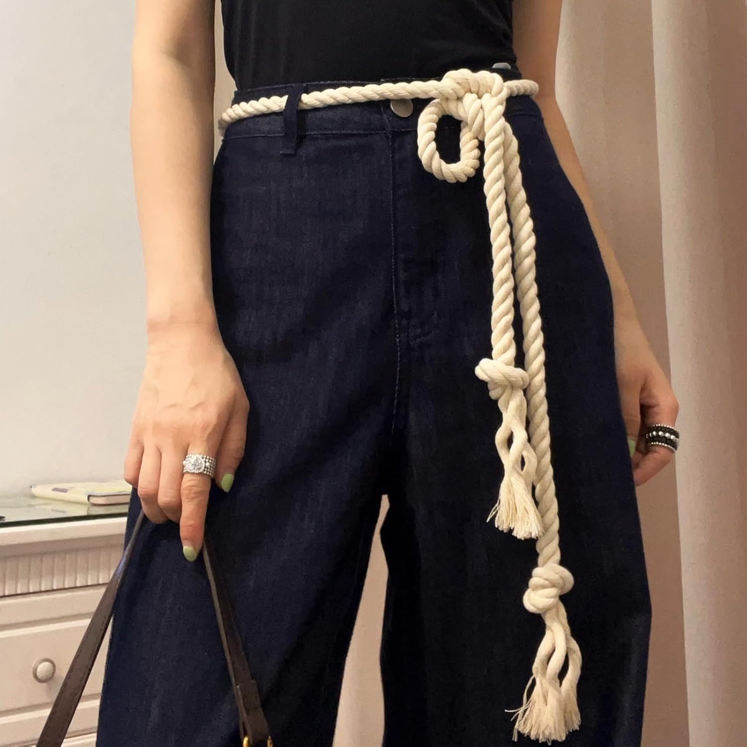 Extra Long Braided Cotton Waist Rope Tie Belt Woven Tassels Belt for Girl Women Dresses Pants - Image 5