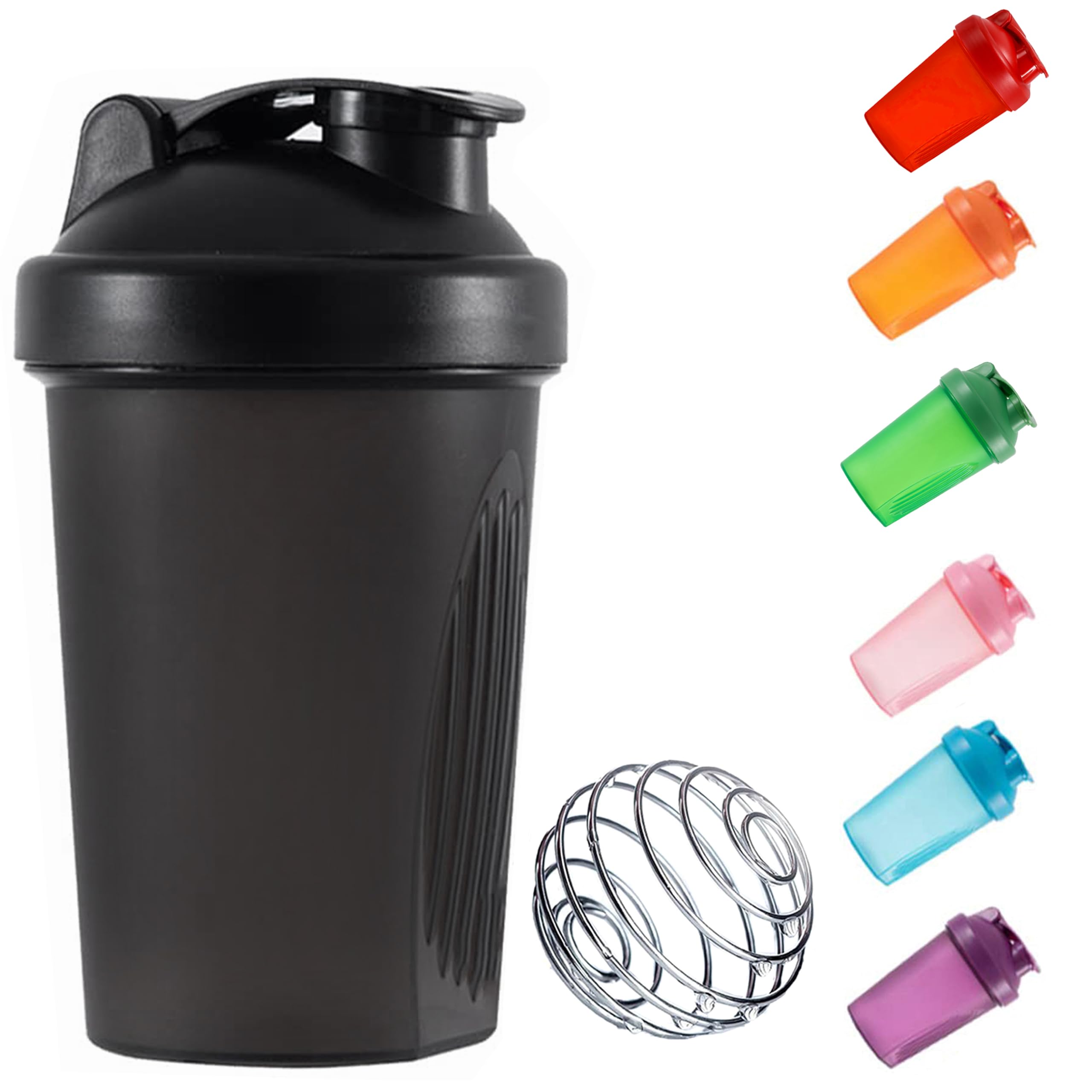 Protein Shaker Bottle 400ml with Stainless Steel Wire Ball, Leakproof, BPA-Free & Dishwasher Safe, Mix Protein Powder, Pre-Workout & Shakes Smoothly for Gym, Running & Sports