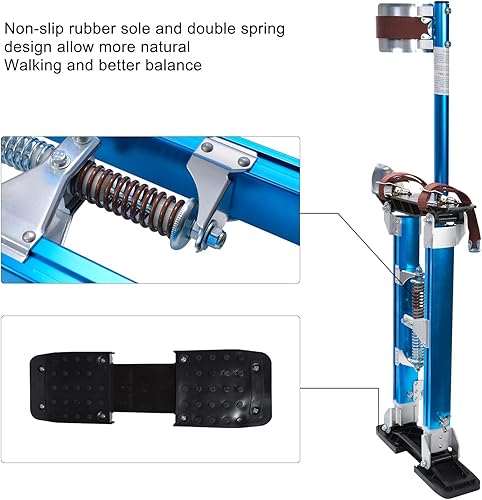 Miniatura 4 de Voilamart Zancos de paneles de yeso azules de 18 a 30 pulgadas, zancos ajustables de aluminio para paneles de yeso con rodilleras protectoras,