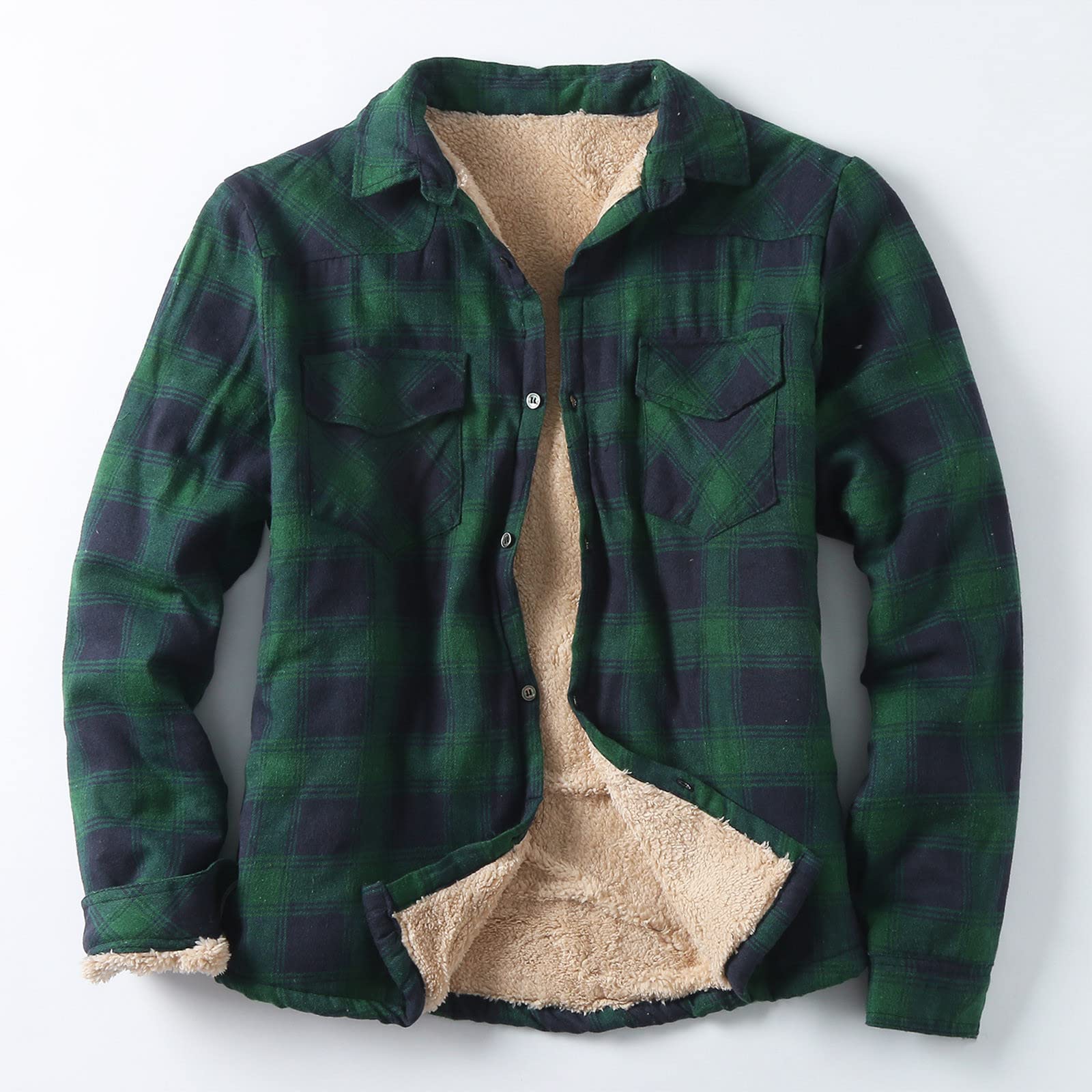 Holzfällerhemd Herren Kariert Flanellhemd Gefüttert Thermohemd Langarm Baumwolle Winter Hemdjacke Karo Flanell Holzfäller Jacke