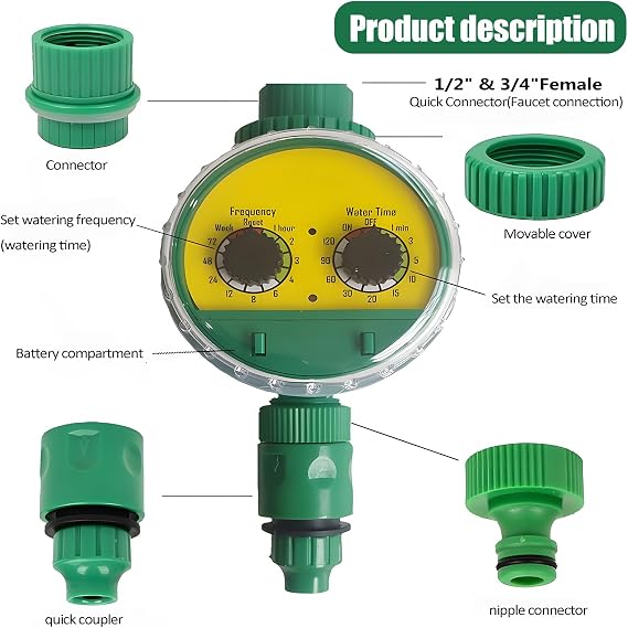 Automatic Garden Water Timer with Brass Inlet - Heavy Duty Hose Timer