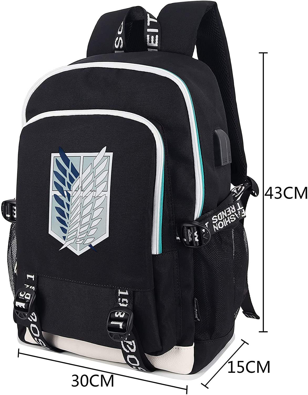 Roffatide Anime Rucksack College-Tasche Laptop-Rucksack mit USB-Ladeanschluss und Kopfhöreranschluss