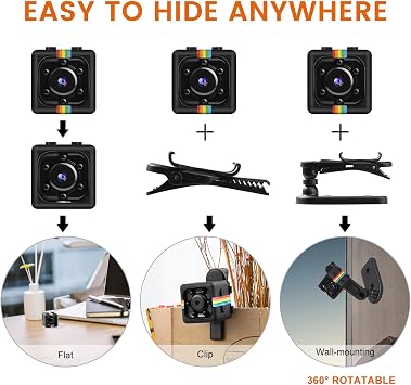 Bextgoo Spy Camera, No WiFi Security Camera with Pre-installed 32GB Memory Card, 1080P FHD, 360° Rotation Bracket, Small Mini Camera for Indoor/Outdoor Security (Matte Black)