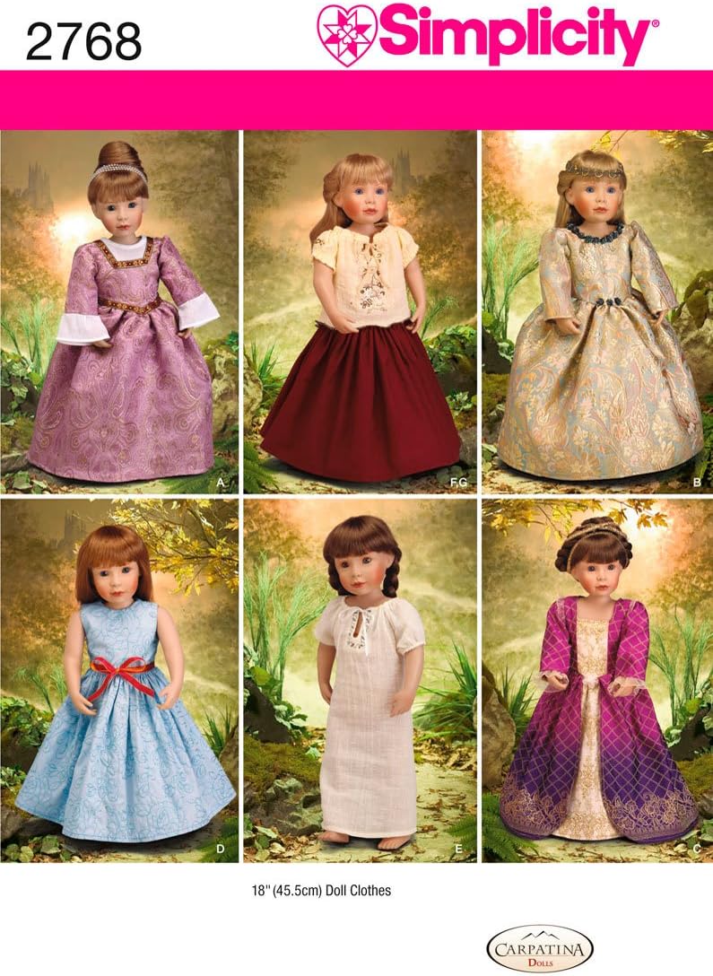 Simplicity Sewing Pattern 2768 Doll Clothes, One Size