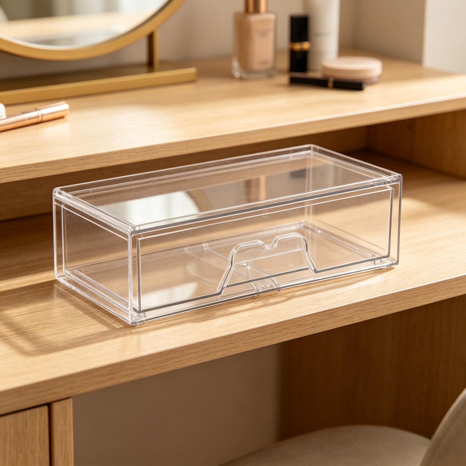TOYANDONA 2 Piezas Cajones Apilables de Acrílico Transparente para Almacenamiento de Maquillaje y Suministros de Oficina Visibilidad Clara y Diseño Elegante para Organización en Baño o