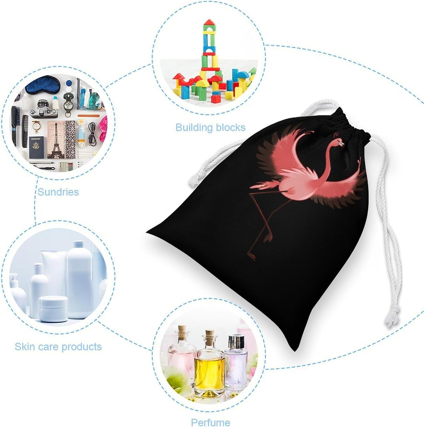 Flamingo Drawstring Storage Bag Gift Pouches 8 * 9 image 3