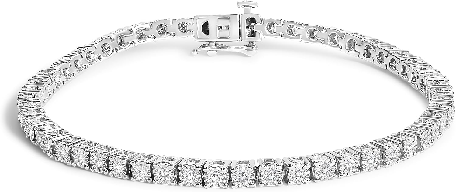 Haus of Brilliance 1/2 to 3 Carat Weight .925 Sterling Silver Lab Grown Diamond Tennis Bracelet - 7.25"