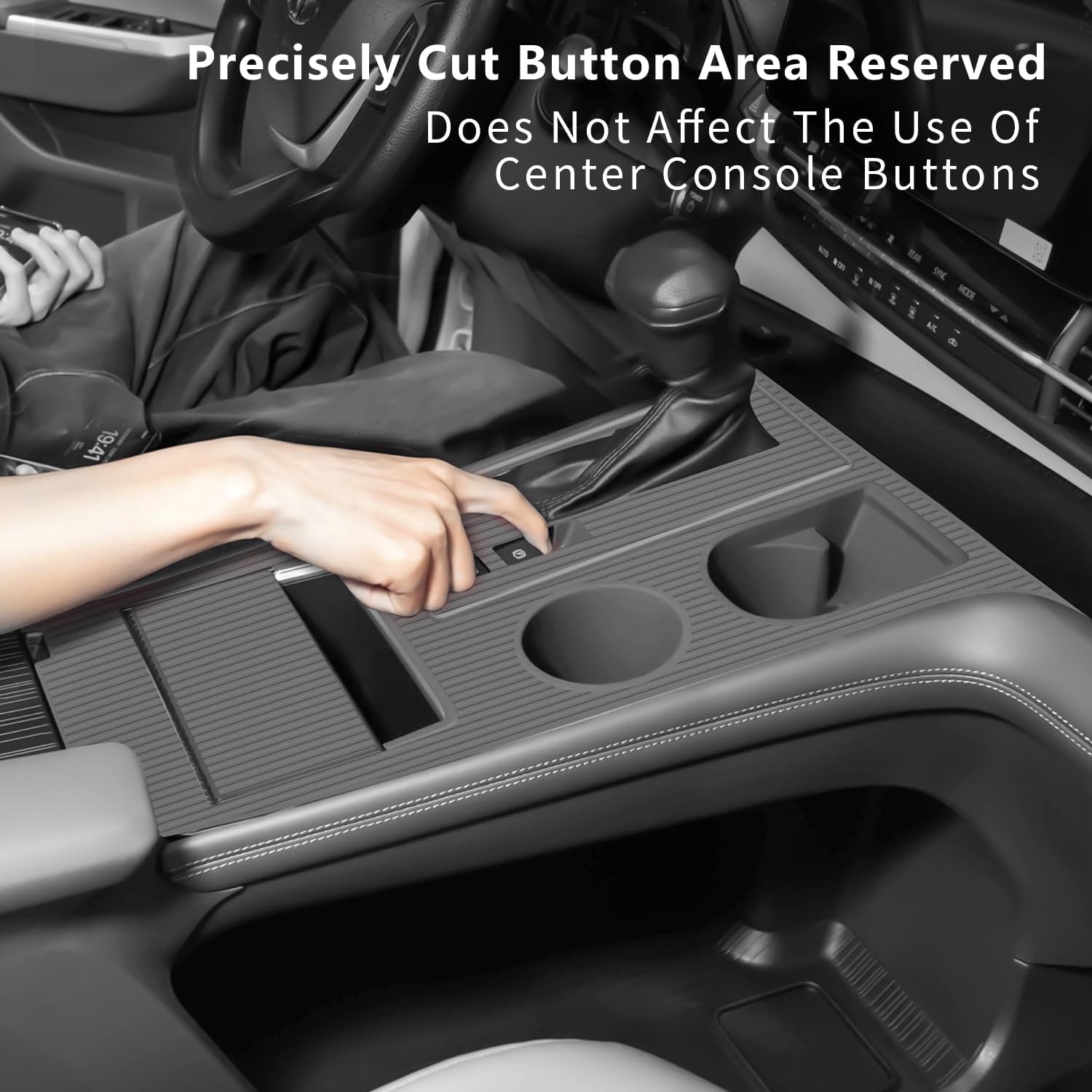 Temmis Center Console Silicone Organizer Wrap for Toyota Sienna 2020-2025, Full-Wrap Center Consel Electrostatic adsorption Cover for Toyota Sienna-Black