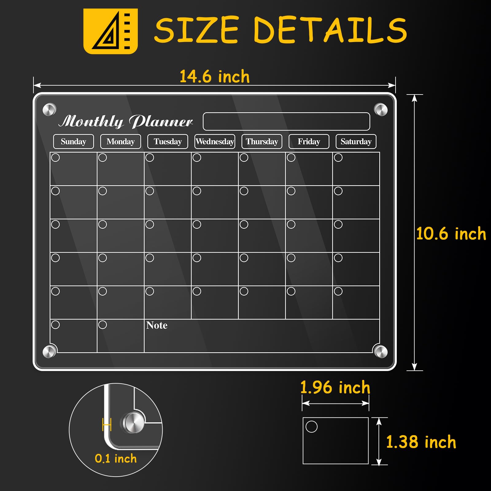 Planificateur Magnétique Frigo Lot 2 Calendriers Magnétiques Acrylique - Planning Familial Réutilisable Frigo Calendrier Effaçable