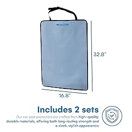 Enovoe Kick Mats - Set of 2 - Back of Seat Protector for Kids Feet - Car Seat Back Protector - Shields from Dirt and Scuffs - Durable Material - 16.8x32.8inch - Grey - Kick Mats Back Seat Protector