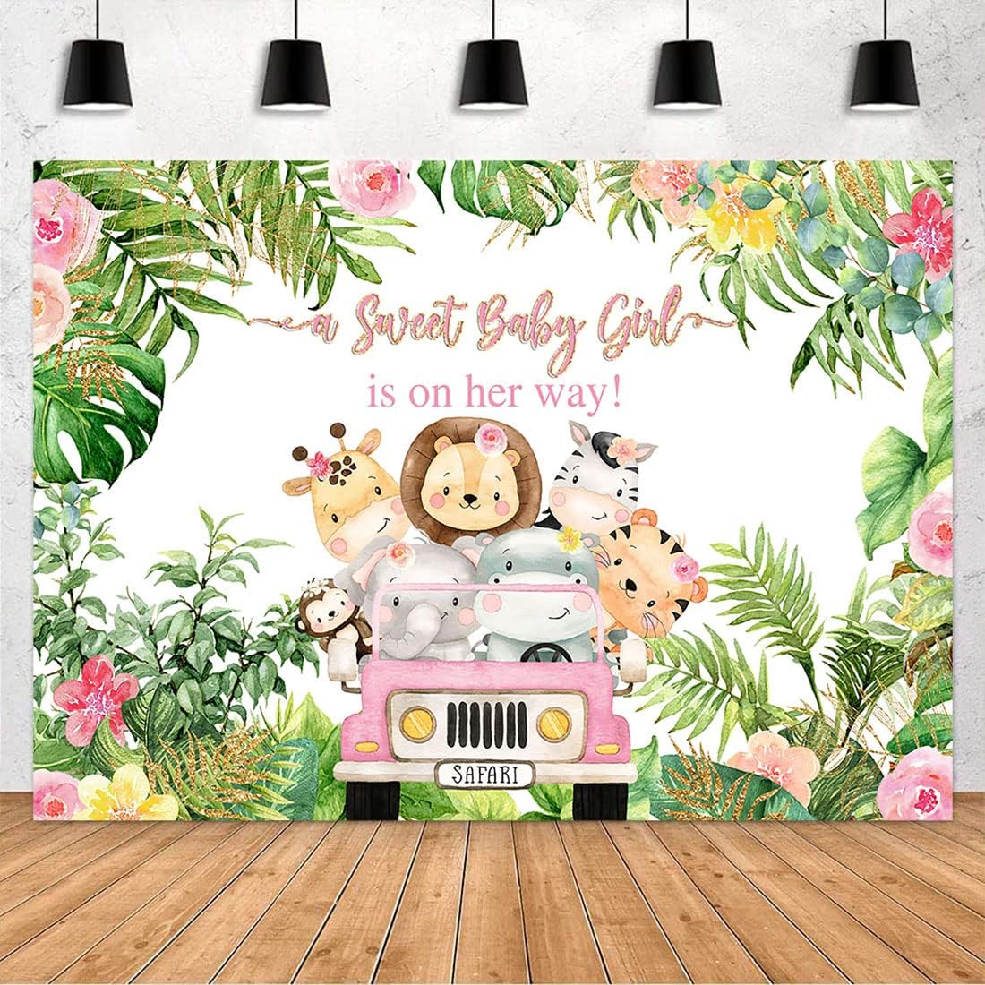 Avezano Jungle Safari Baby Shower Backdrop for Boy Jungle Theme Backdrop Safari Animals Baby Shower Decorations 7x5ft